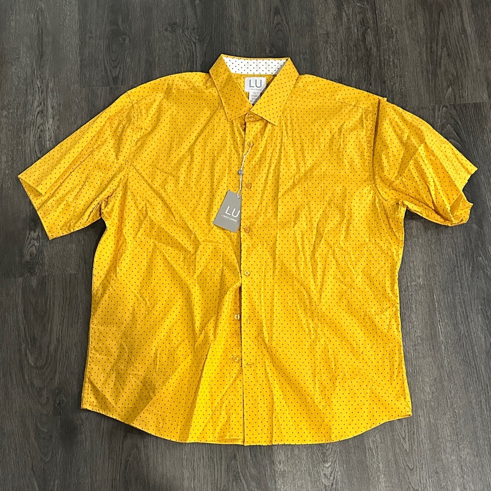 LU Men's Casual Yellow Button Down Shirt